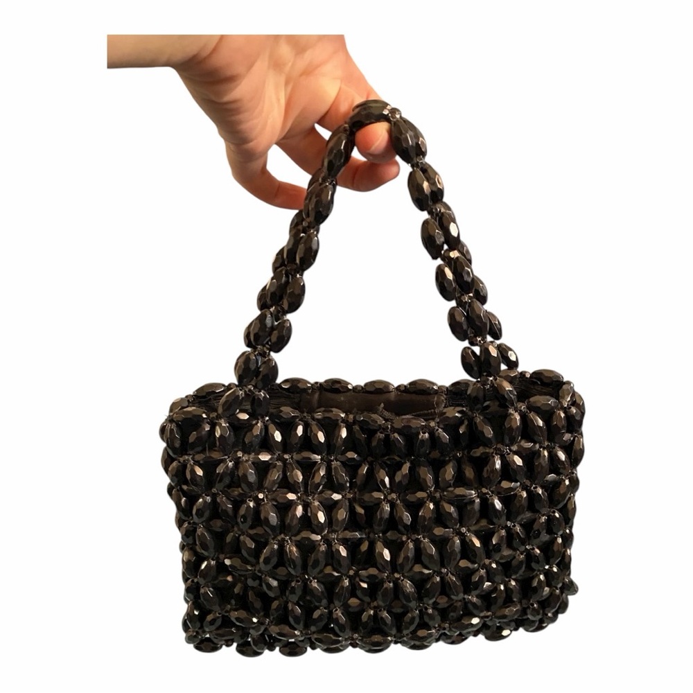 Elegant Black Beaded Tote Bag